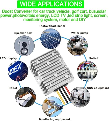 Miniatura 9 de Convertidor de aumento de 12 V a 48 V, 12 voltios a 48 V, 288 W, 6 A, regulador de voltaje para carritos de golf, club auto, sistema solar, RV,