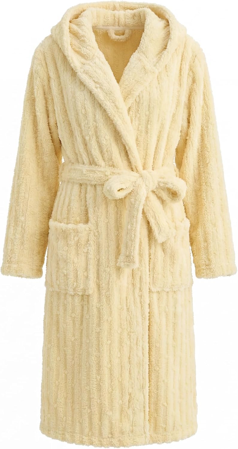 HEARTNICE Fuzzy Soft Robes for Women, Long Plush Hooded Robe Fluffy Warm Bathrobes - Image 2