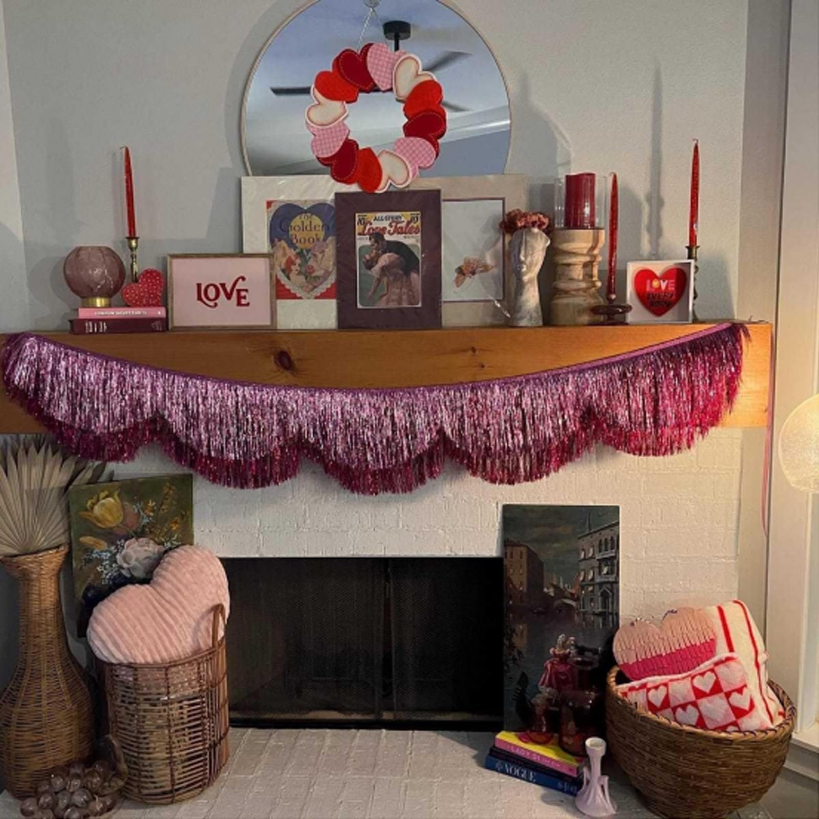 2 Stück Lametta Fransen Girlande,Doppelreihige Fringe Garland,Wellige Lamettagirlanden,Party Deko Girlanden,Fransengirlande Mit Schleife,Für Geburtstage,Mottoparty,Hochzeit(20x150cm),Silber