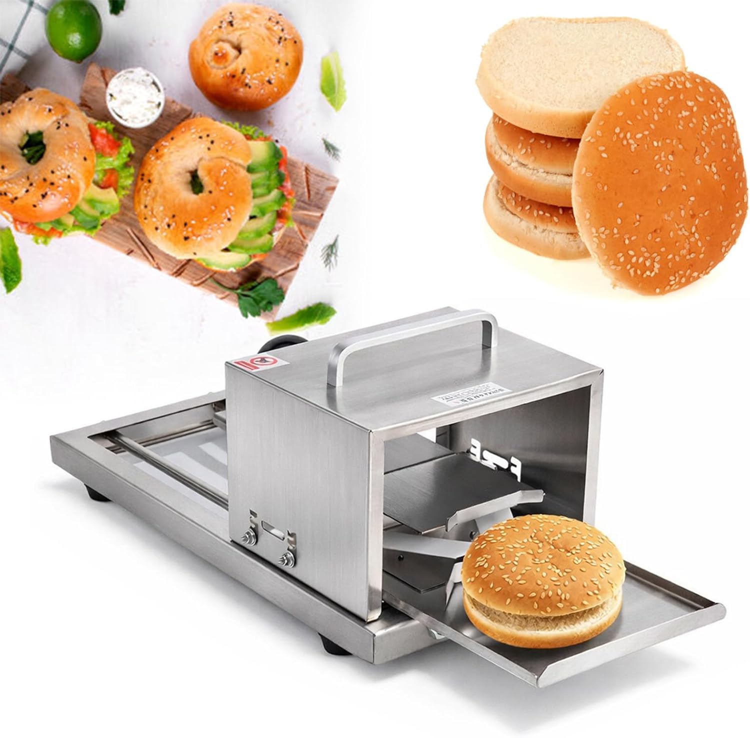 Commercial Buns Slicer, Two Adjustable Thickness Settings, Features an Anti-Slip Base and Sharp Blade for Versatile, Reliable Use