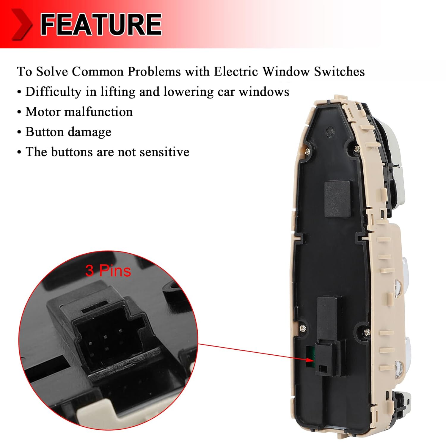 A2059056811 Front Left Driver Side Master Power Window Switch Button Fit for Mercedes Benz C300 C350e C43 C63 GLC300 GLC43 AMG 2015-2018