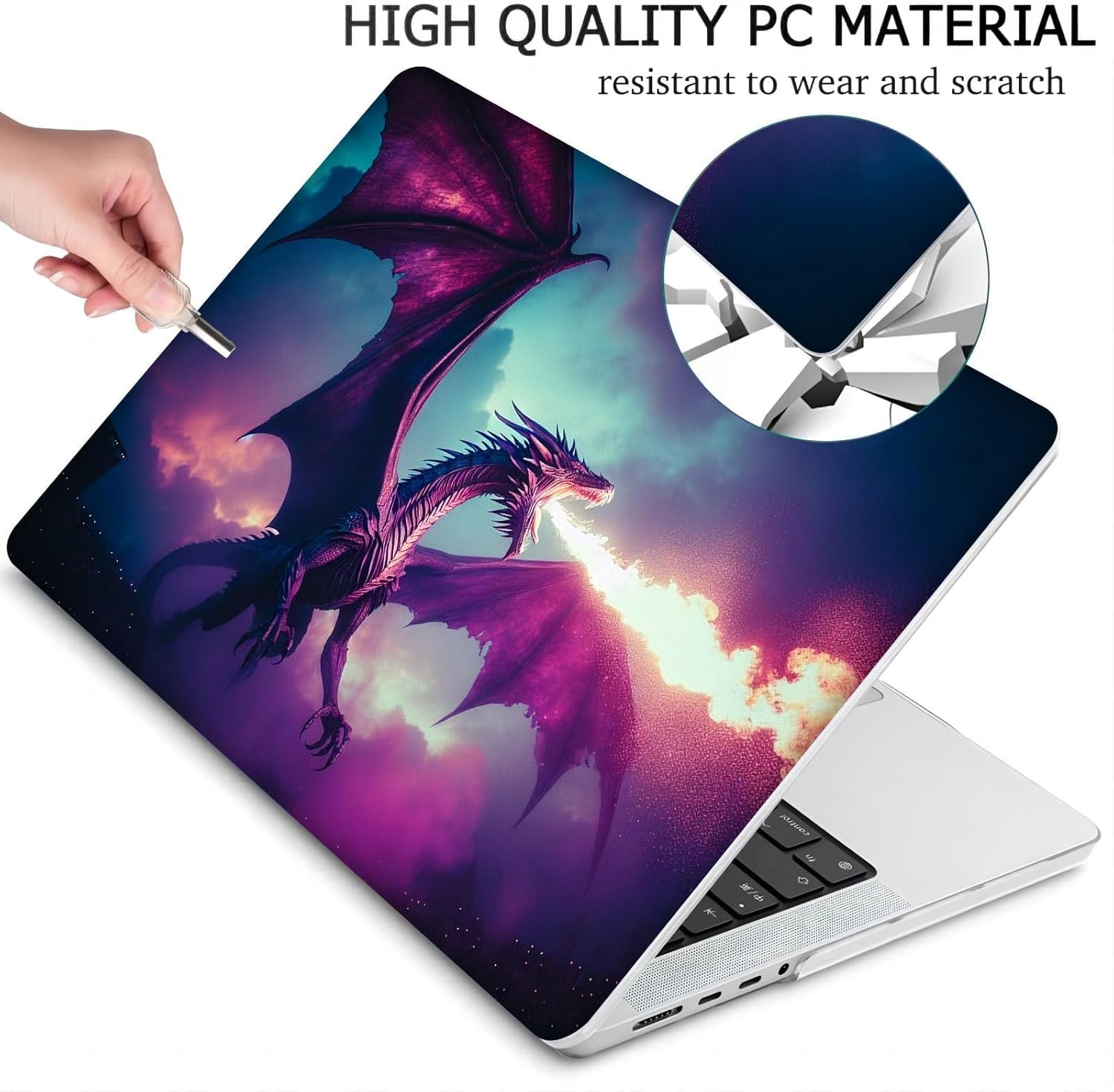 Compatible MacBook Air 13.6-inch, Model A2681 A3113 A3240, Hard Shell Case and Keyboard Cover and Screen Film, Dragon AC10171