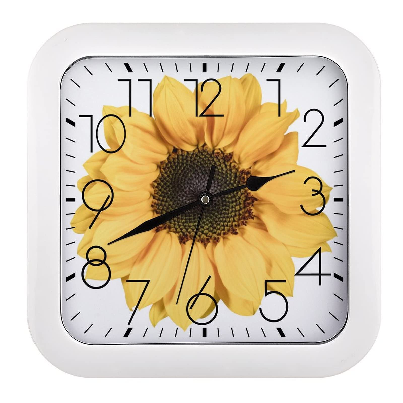 Pendule murale silencieuse jaune tournesol finie la gêne du tic-tac