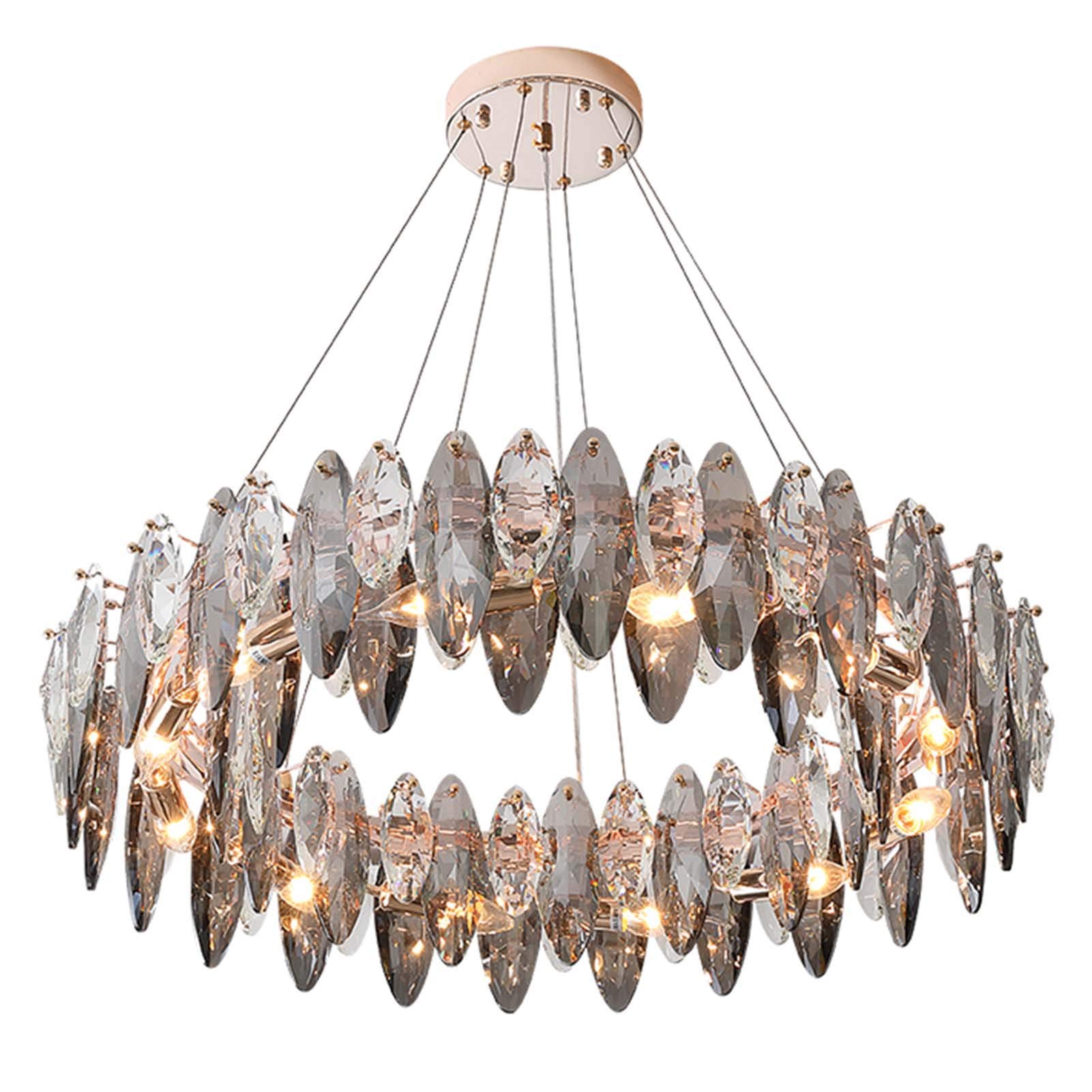 YRYRYW E14 salon sypialnia sypialnia Jadalnia Światło sufitowe, żyrandole post-kryształowe, nordycki błyszczący kreatywny pierścień sztuki podczas Lights-Gold i Crystal 60 cm Household faucets