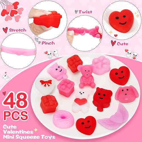 Miniatura 5 de 48 piezas de regalos para el día de San Valentín para niños, juego de recuerdos de fiesta del día de San Valentín, juguetes esponjosos de San
