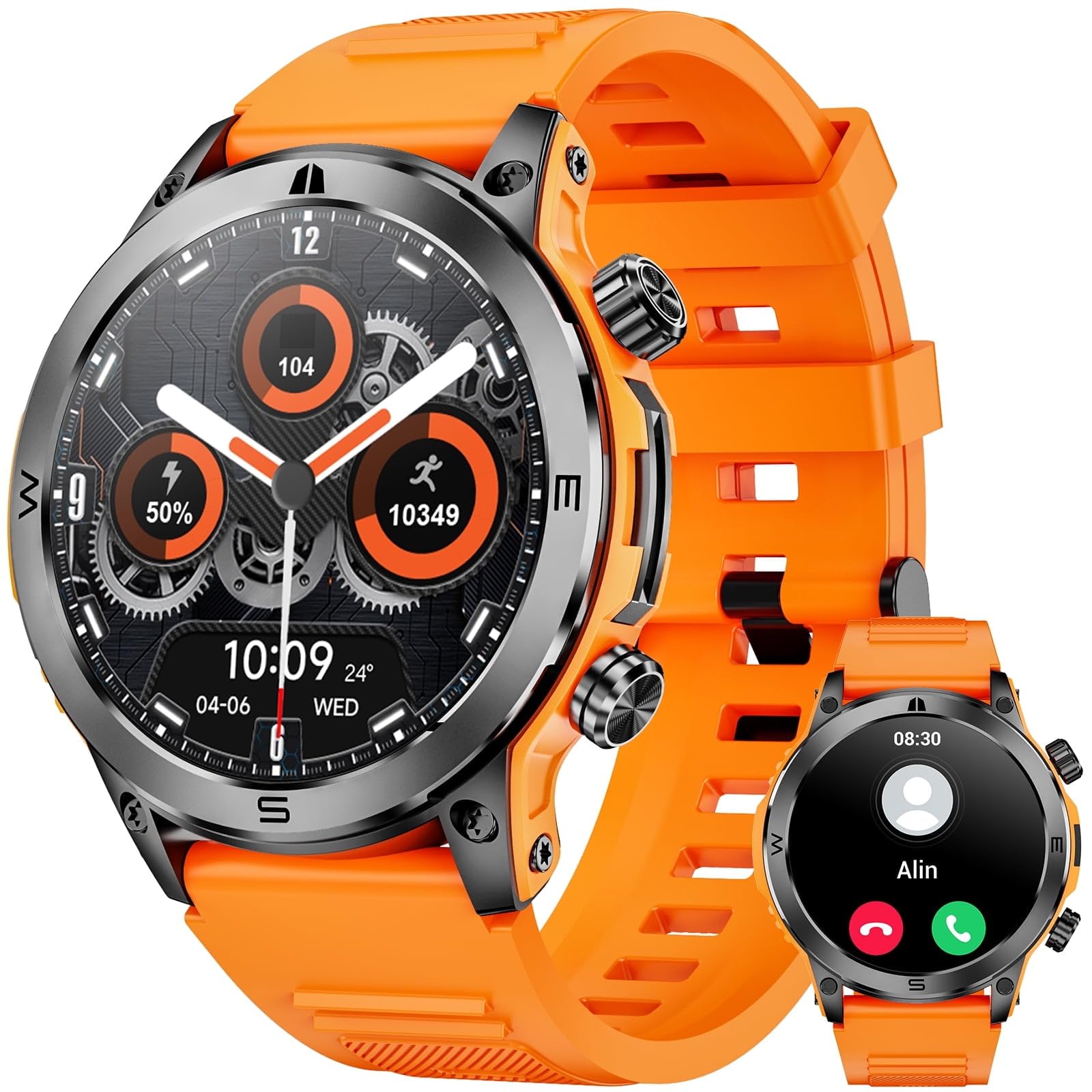 1 43-inch AMOLED Mens Military Smart Watches with Answer Make Calls 120 Sports Modes Outdoor Fitness Tracker Watch