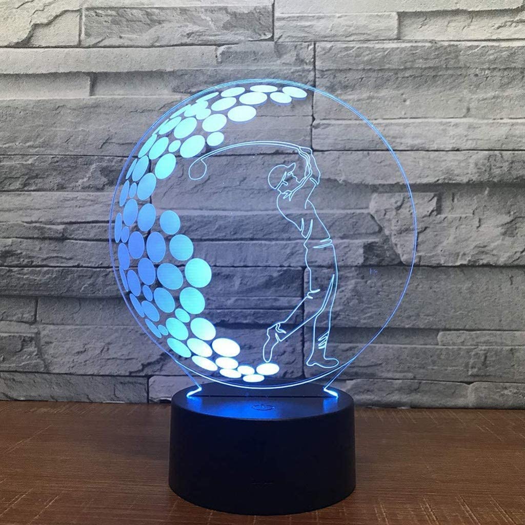 Lumière 3D pour jouer au golf, veilleuse LED 7 couleurs tactile lampe de sommeil USB simple et moderne