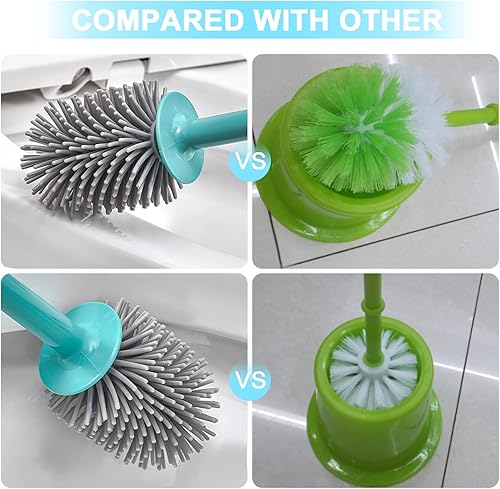 Miniatura 4 de ANEWSIR 2 Pack Toilet Brush and Holder Silicone Toilet Bowl Brush with Ventilated Drying Holder, Toilet Brush Can Store Toilet Cleaning Liquid