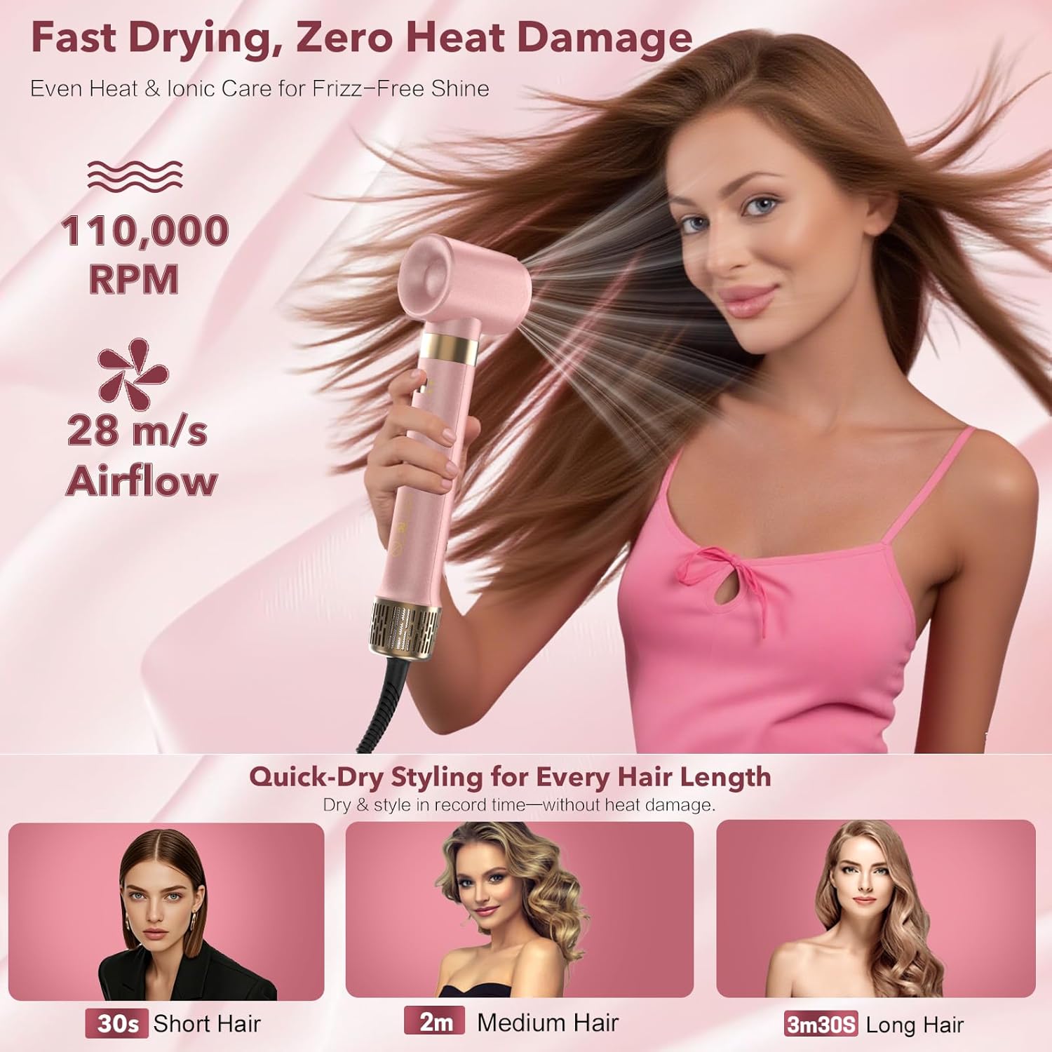 Dual Voltage StyleVibe 8-in-1 Air Styler, Hair Dryer & Blow Dryer Brush with Travel Case - Auto Wrap Curls (L/R), Fast Drying, Thermal Brush for Blowouts & Frizz-Free Volume, No Heat Damage - Image 3