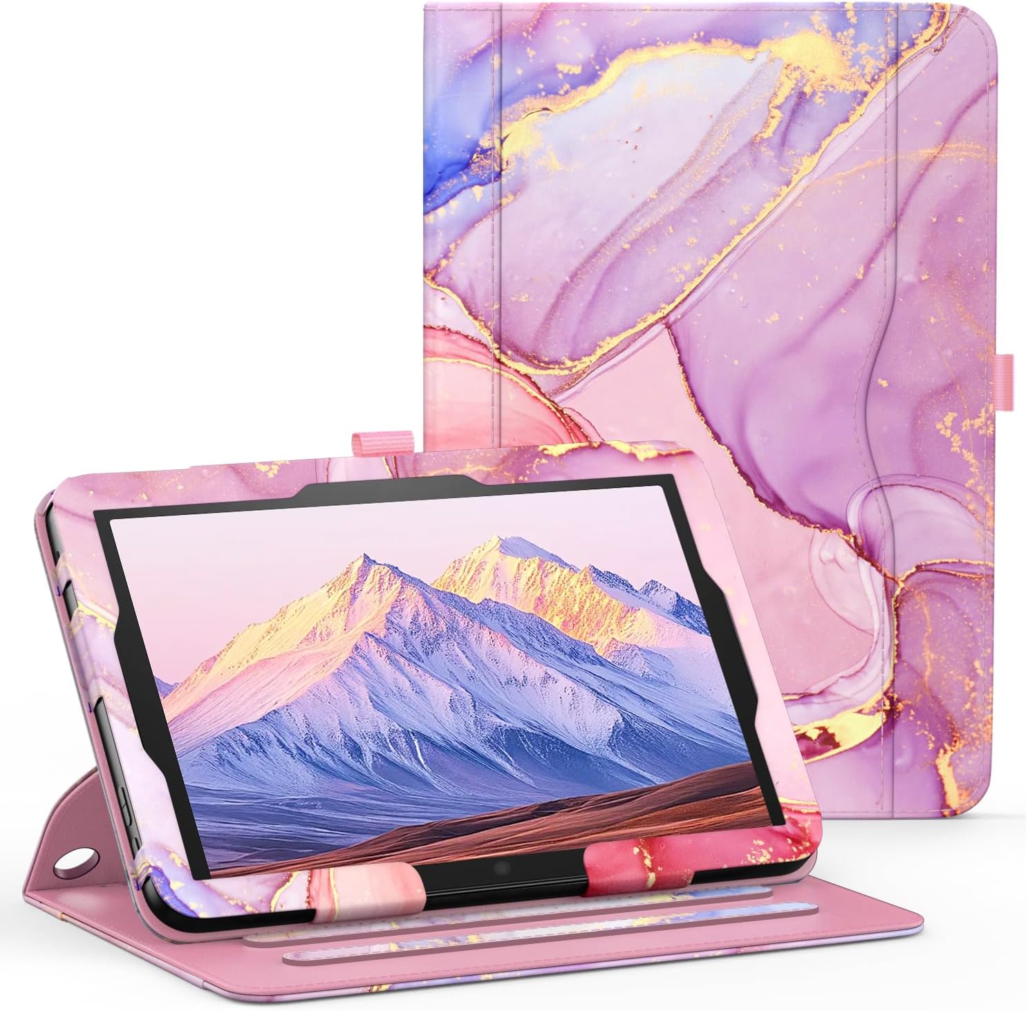 ZoneFoker Case for Fire HD 10 Tablet (13th/ 11th Generation 2023/2021 Released), 360 Degree Rotating Stand PU Leather Cover with Pencil Holder, Auto Sleep/Wake for HD 10/10 Plus, Marble Blue