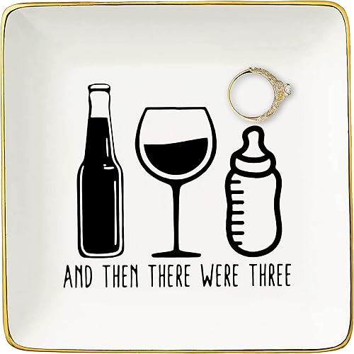 And Then There were Three -Mom to Be Regalo - Have a Baby Gift - Regalo de anuncio de embarazo - Baby Reveal regalo para nueva madre - Soporte de