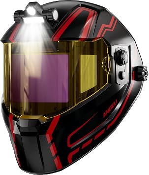ANDELI Auto Darkening Welding Helmet with Light-Internal Digital Filter, 7.2"x3.2" Extra Wide Panoramic View, Type-C Fast Charging True Color Wide Shade 4/5-9/9-13 for Weld Cut Grind