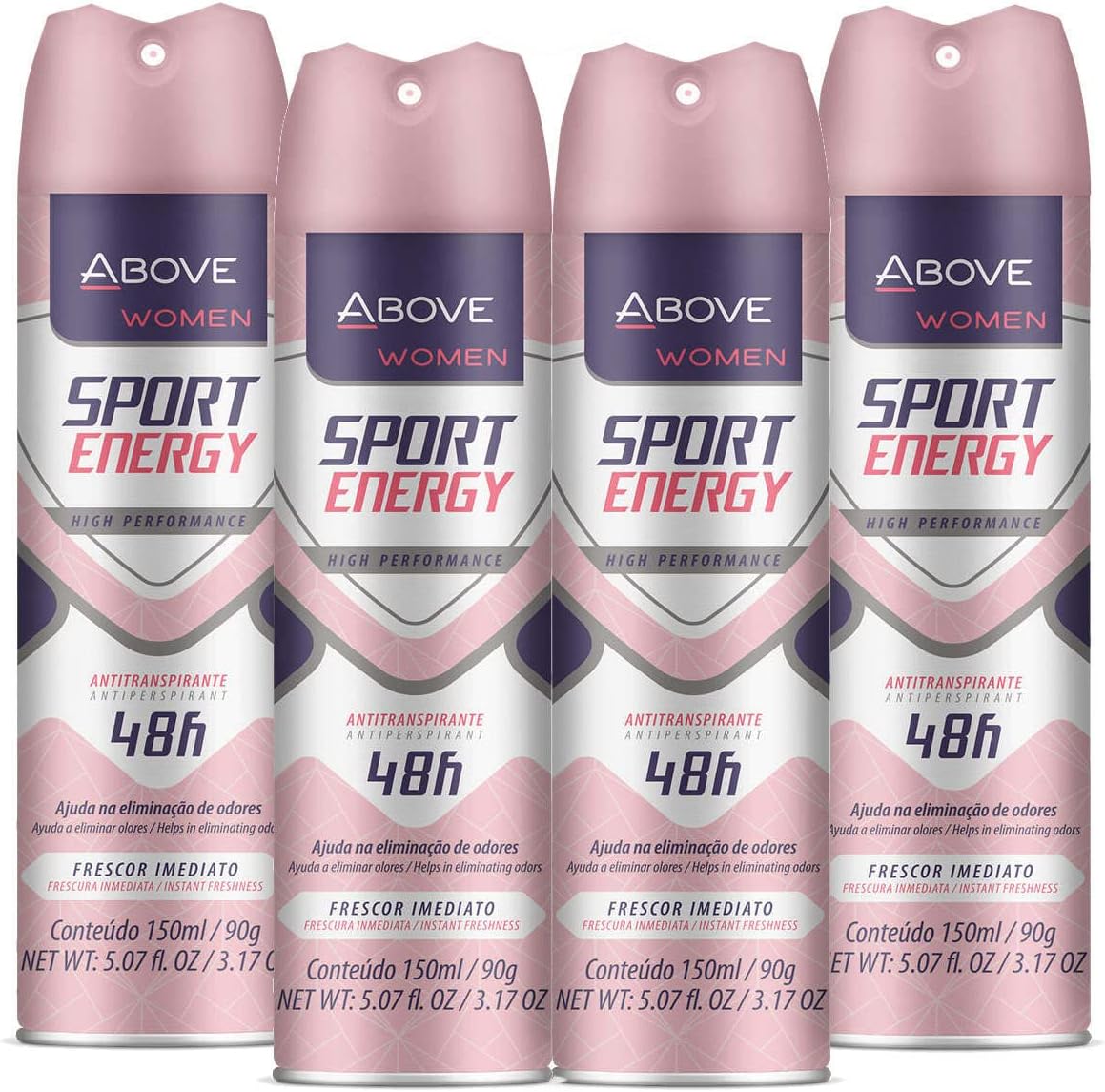 ABOVE Sport Energy 48H Antiperspirant Deodorant Dry Spray for Womens- Blocks Sweat,Odor Protection,No Stain & Quick-Drying- Instant Freshness- Floral Deodorant Spray For Women-5.07 fl oz Each (4 Pack)