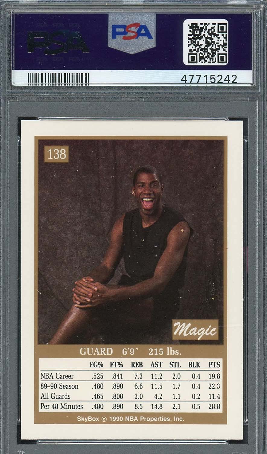 Amazon.com: Magic Johnson 1990 Skybox Basketball Card #138 Graded