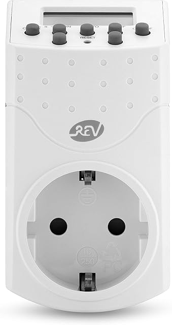 REV Programator czasowy, cyfrowy, funkcja losowa, 20 razy/dzień, 1800 W, biały