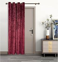 umlout Thermal Door Curtain Agra Wine Lined Crush Velvet Winter - Saves Energy, Prevents Draughts Reduces Heat Loss