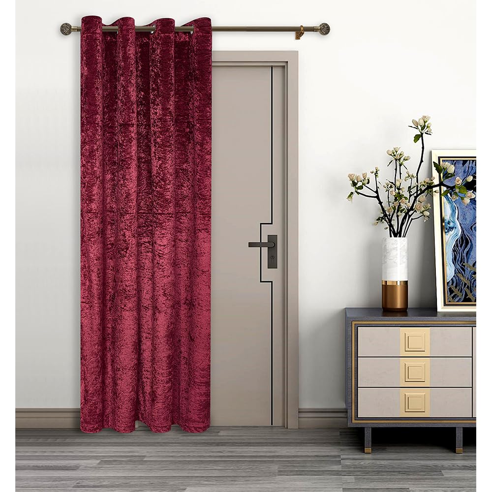 umloutThermal Door Curtain Agra Wine Lined Crush Velvet Winter - Saves Energy, Prevents Draughts Reduces Heat Loss