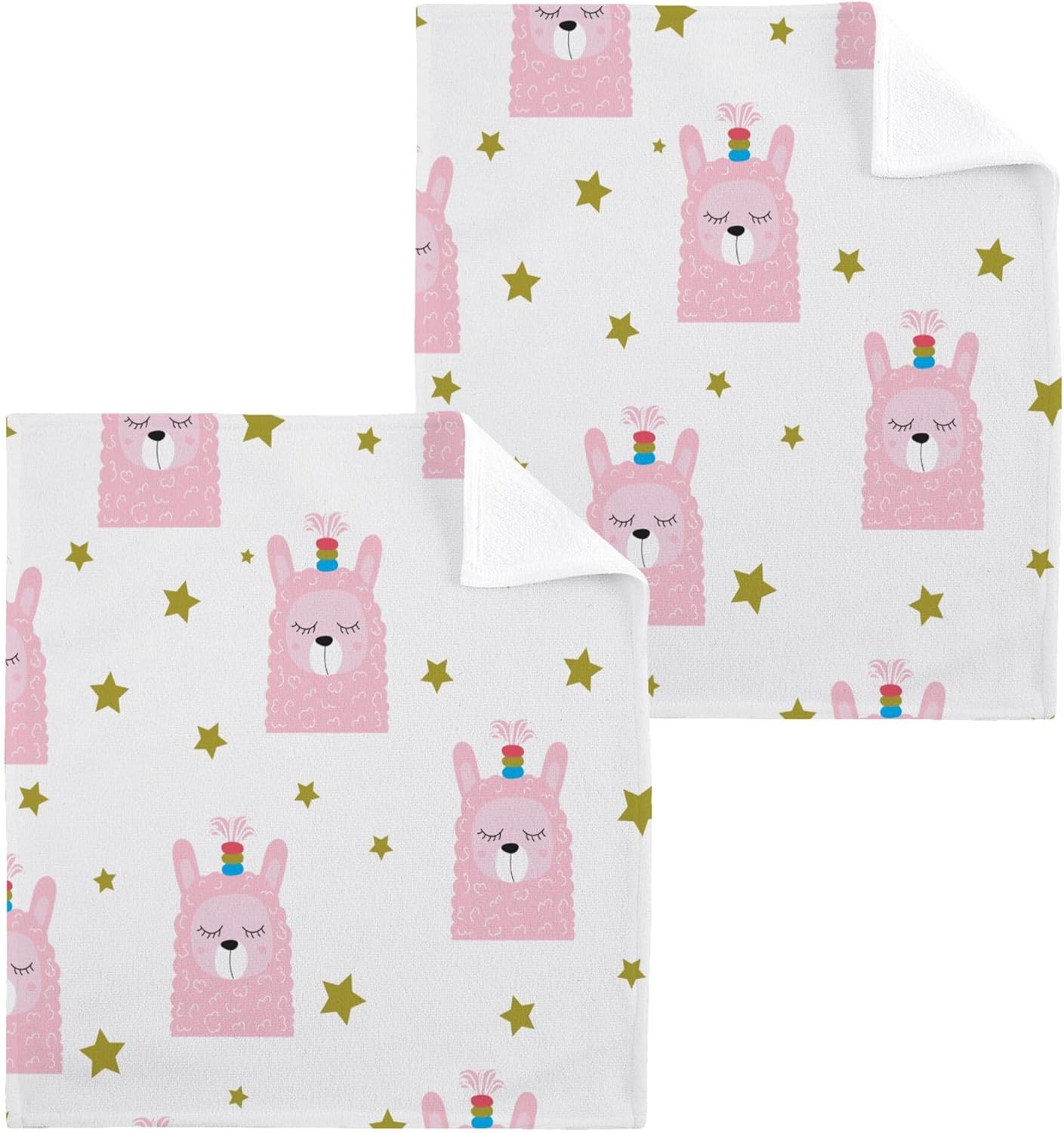 xigua Llama Stars Washcloths Set of 412 X 12 Inch, Fast