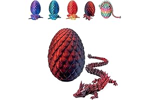 3D Printed Dragon Egg with Articulated Inner Dragon and Crystal Fidget Toy