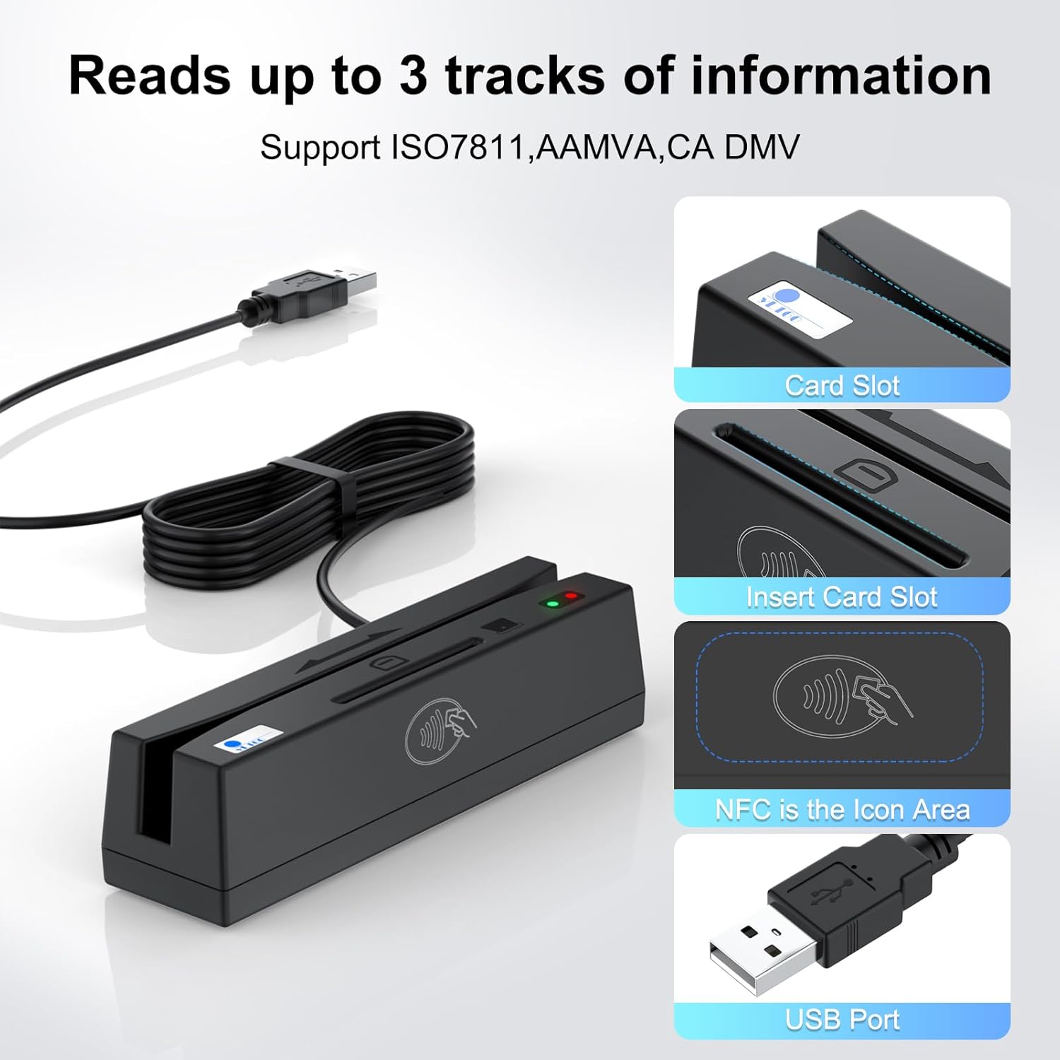 YL160 USB 4 in 1 Multifunction Magnetic Card Reader/Contactless/PSAM Card Reader Writer only for Professional Person,Simply Plug and Play