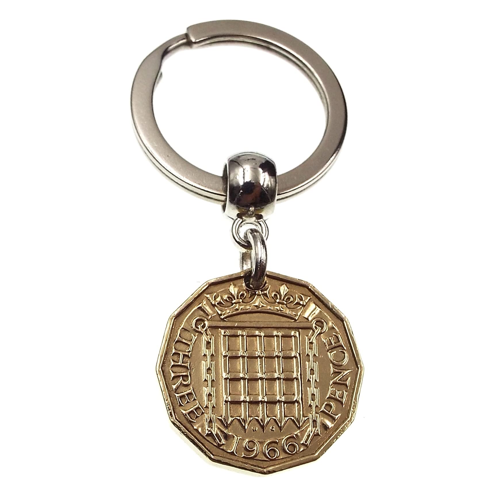 A Silver Dream 1966 Brass Threepence Coin Keyring