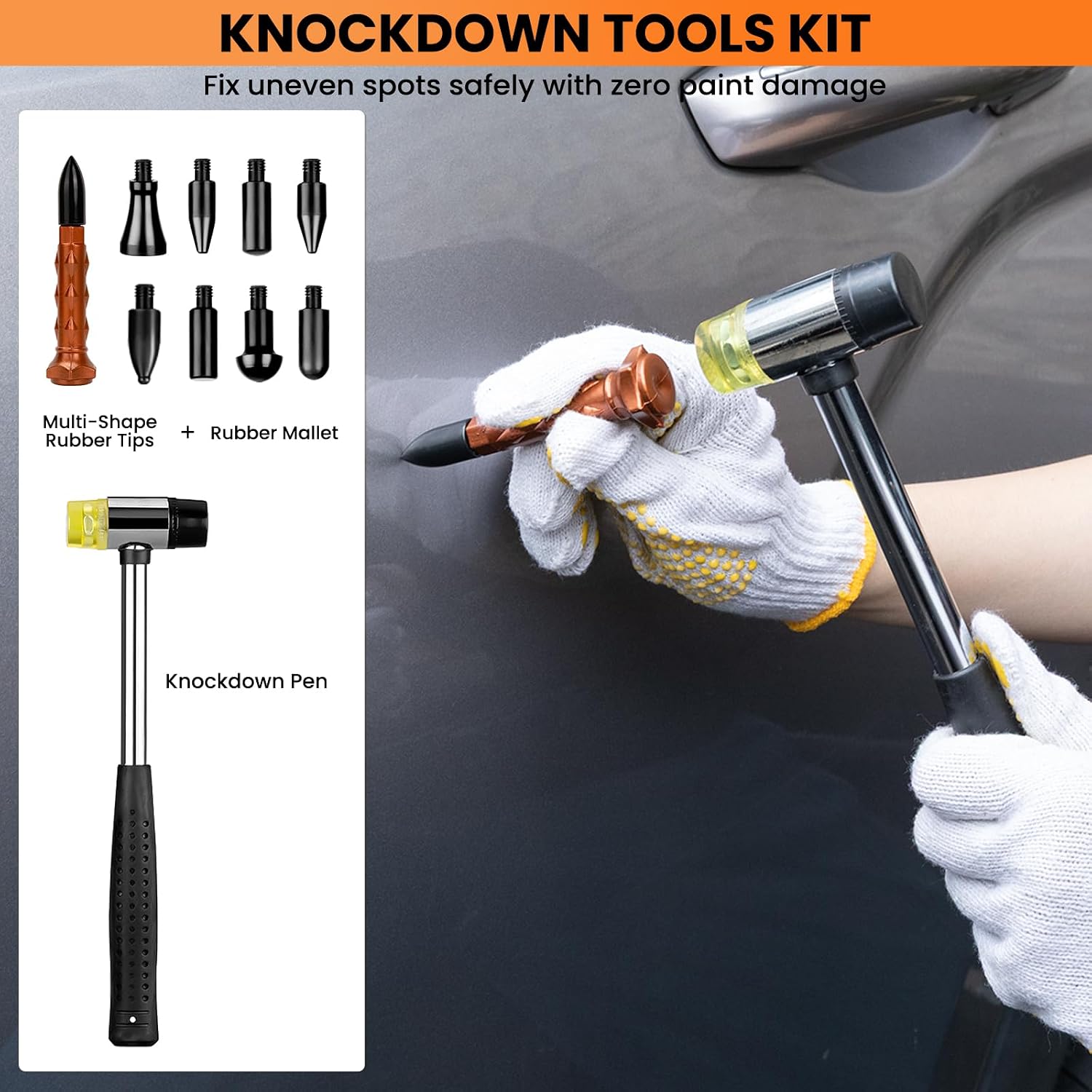 158pcs Car Dent Puller Kit, Paintless Dent Repair Kit with Golden Lifter, Dent Remover Tool for Car Dents, Hail Damage, Door Ding Repair