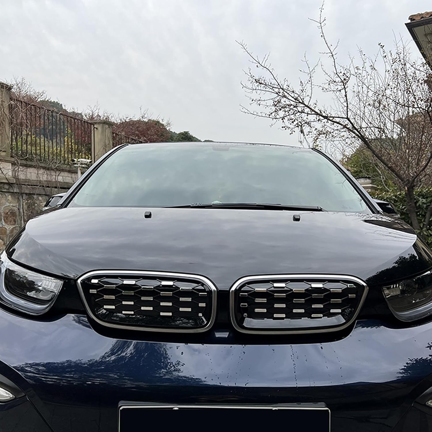 Car Front Bumper Grille Kidney Grill Mesh Cover For BMW i3 I01 LCI 2014-2020 Silver