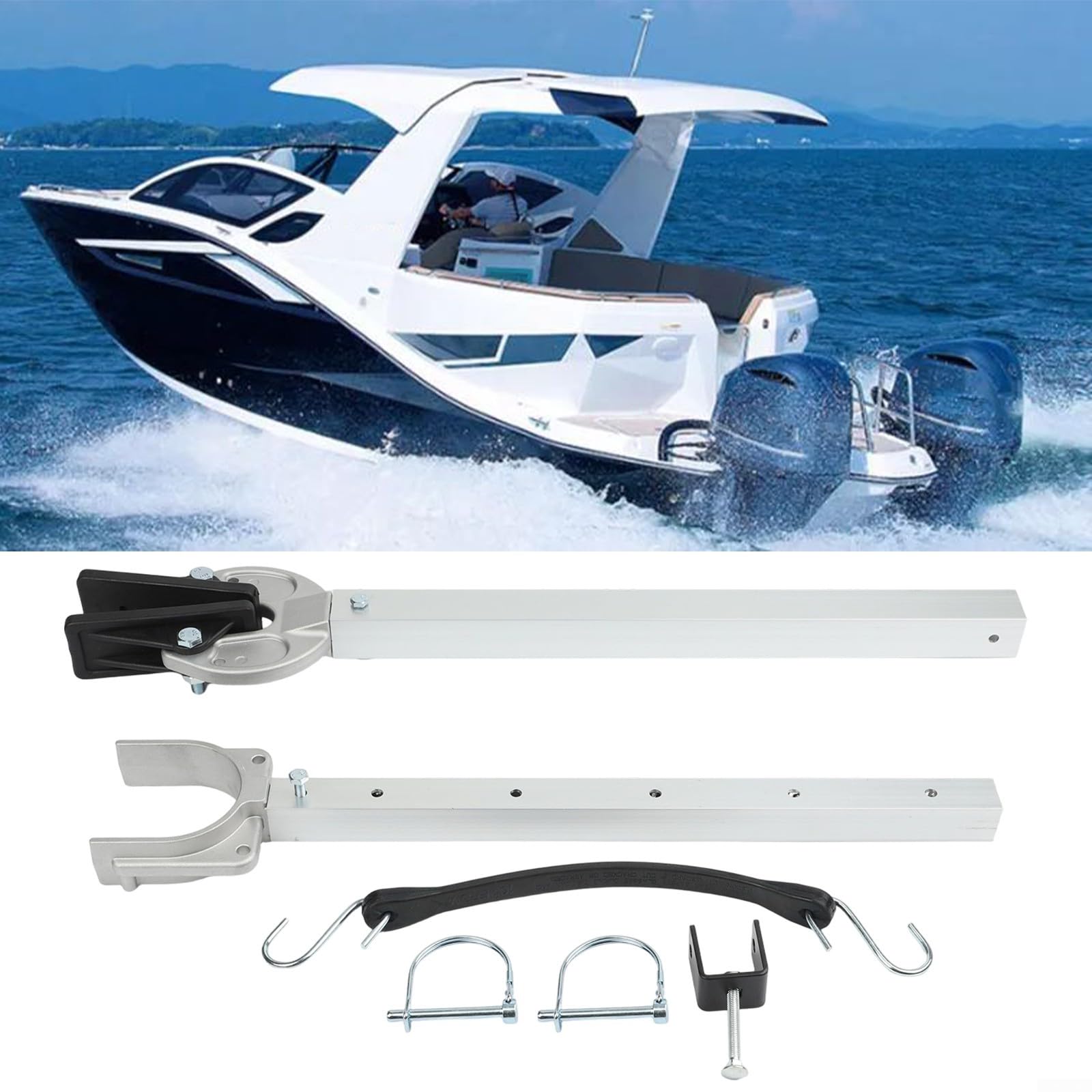 Heavy Duty Boat Transom Saver regolabile 23-35 pollici, supporto motore in acciaio zincato con testa composita per motori fuoribordo fino a 100HP, supporto antiruggine per rimorchio