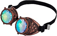 Vista 119 de Gafas de caleidoscopio retro con pinchos, gafas de cristal arcoíris steampunk estilo soldadura, gafas de cosplay punk
