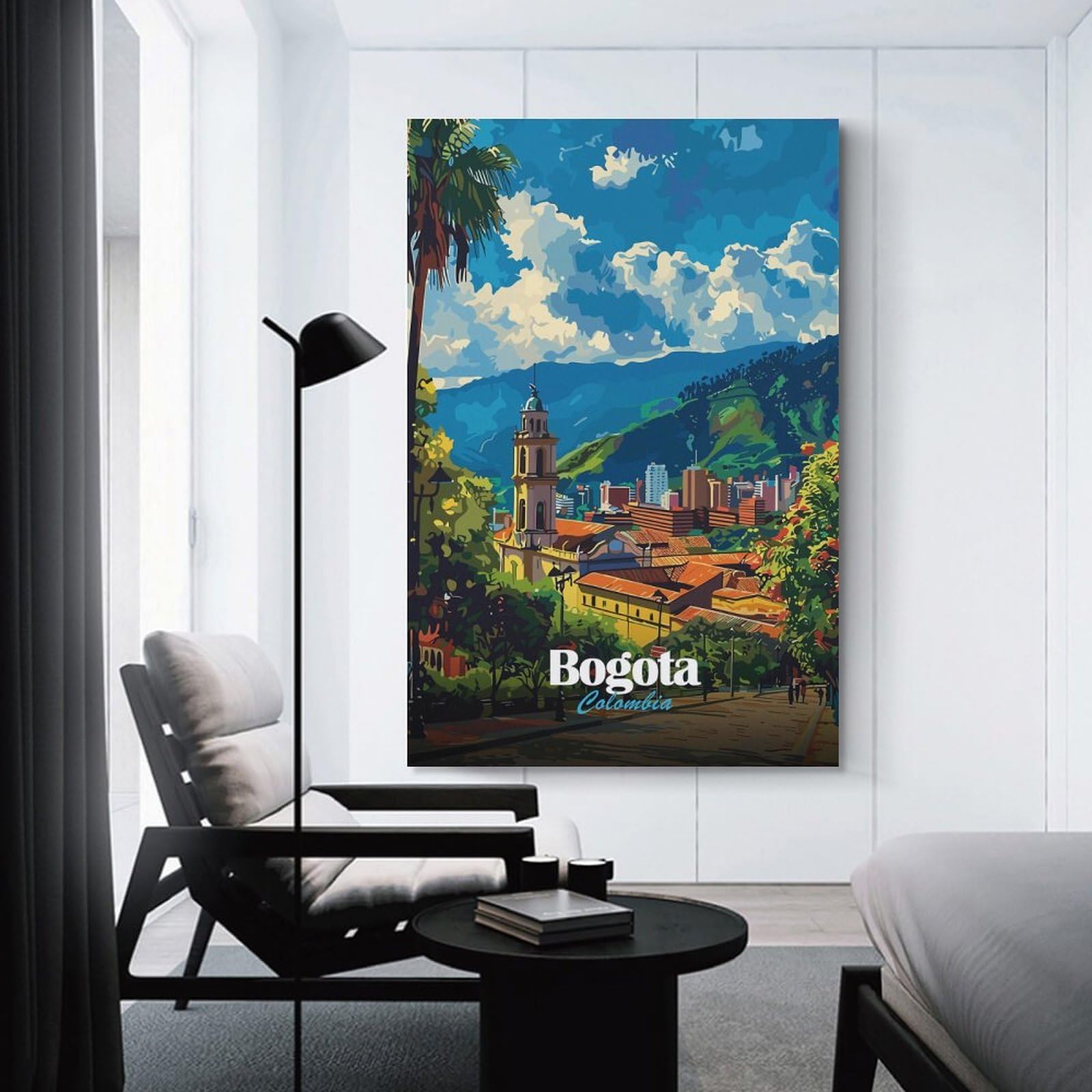 Junmoney Bogota, Colombia Cityscape Illustration Wall Picture Print 20x30inch(50x75cm), for Apartment Walls, Studios Or Work Areas, A Simple Refresh for Blank Walls
