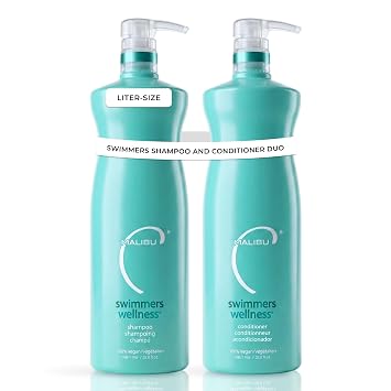 Malibu C Swimmers Wellness Shampoo and Conditioner Set - Restorative Hair Care for Swimmers - Protects Against Chlorine Damage & Combats Brittle Hair 33.8 oz