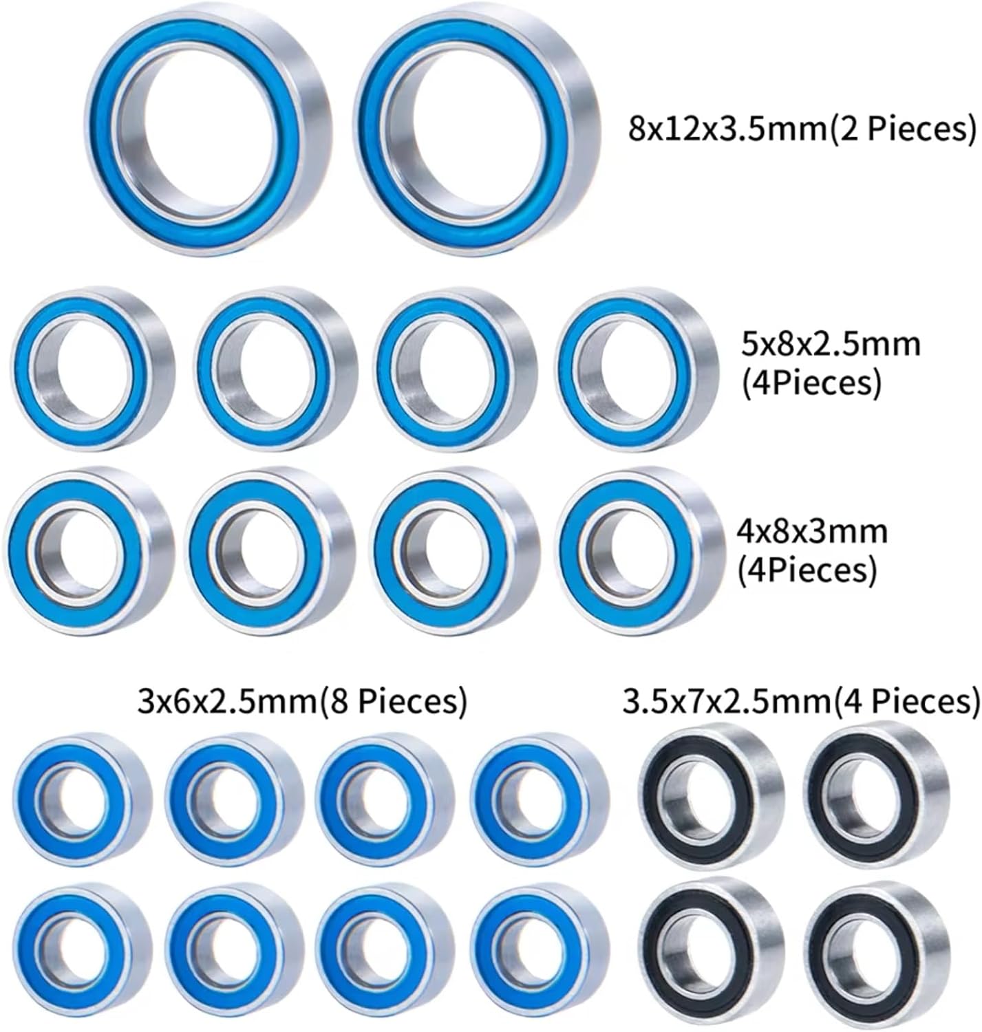 For TRX4-M For Bronco For Defender 1/18 22個 スチールベアリング ホイールハブ アクスル