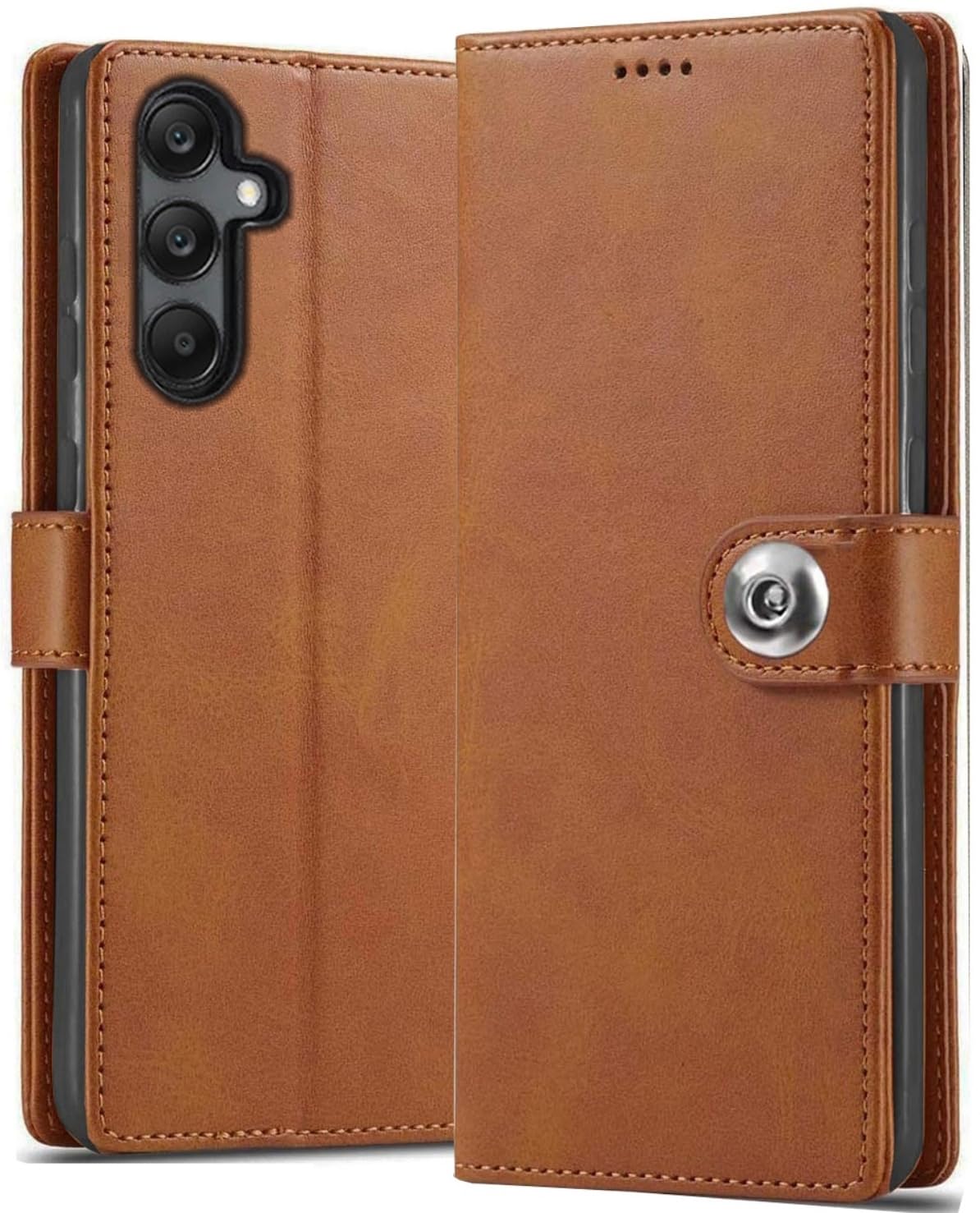SHINESTAR Ultimate Leather Finish Flip Back Cover for Samsung Galaxy A15 5G | Inside TPU & Inbuilt Stand | Wallet Style Back Cover Case for Samsung Galaxy A15 5G - Brown (B0CRRDXZ83) Amazon Price History, Amazon Price Tracker