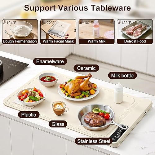 Miniatura 6 de Calentadores eléctricos con ajuste de calor de 4 niveles, placa de calentamiento fácil con superficie de limpieza, resistente a las manchas,