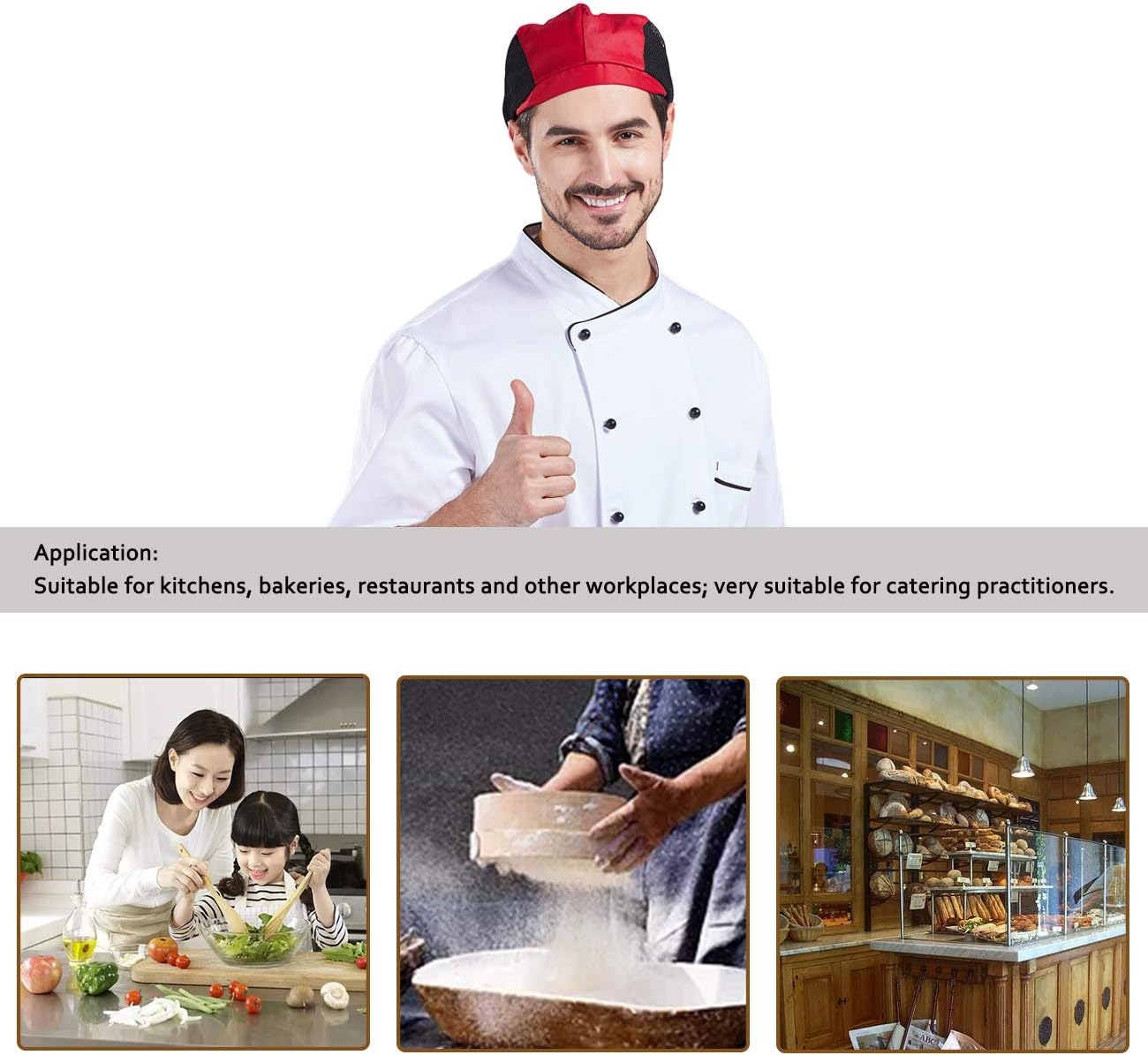Nanxson Chef Hat Beret Restaurant Kitchen Cooking Mesh Chef Cap for Women Men CF9021 - Image 5