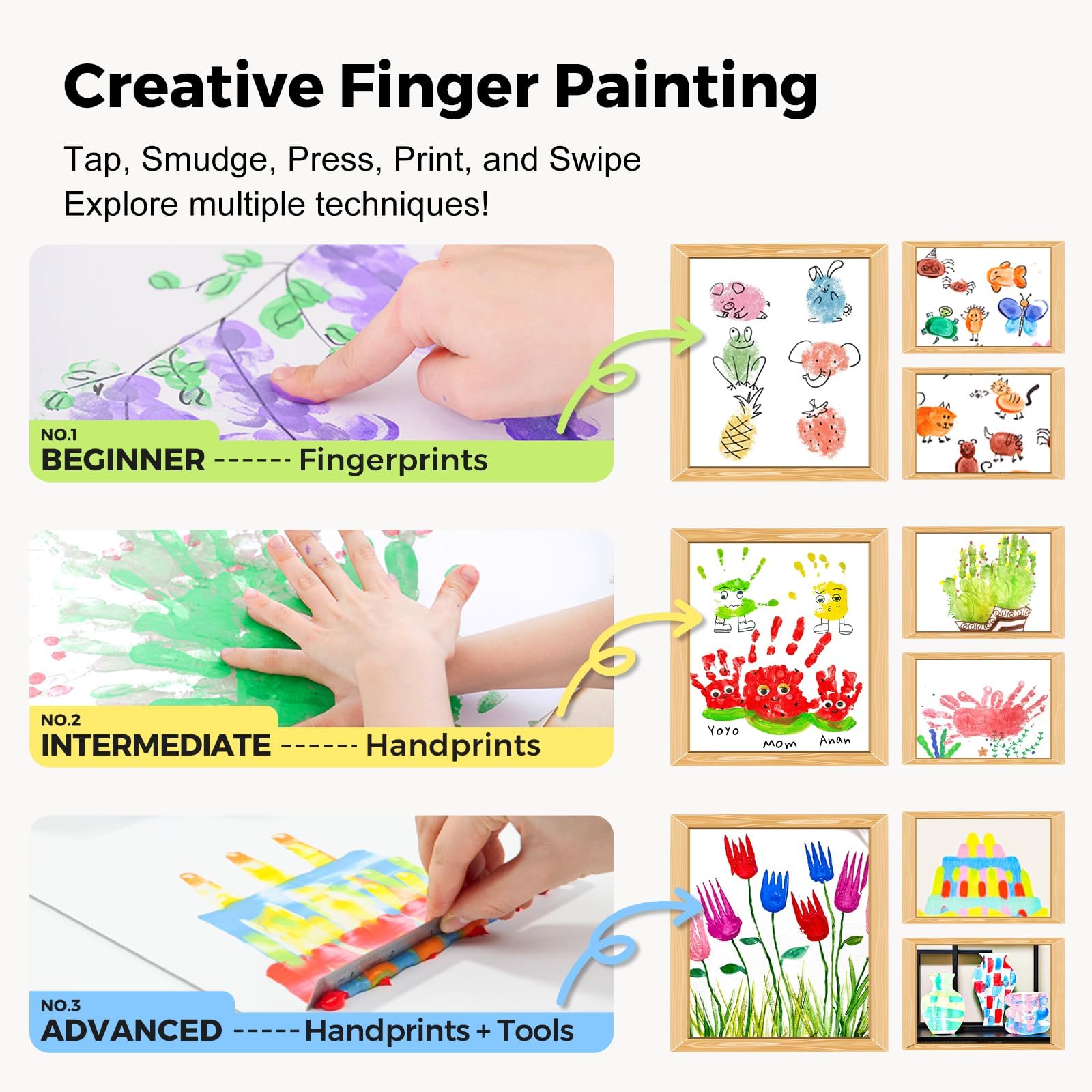 12 Color Pintura de Dedos para Niños, 12 ml Pintura de Dedo, Pinturas Dedo Bebe no Toxica, Pinturas de Dedos para Niño, para Niños Escuela Jardín Aprendizaje Temprano, Navidad