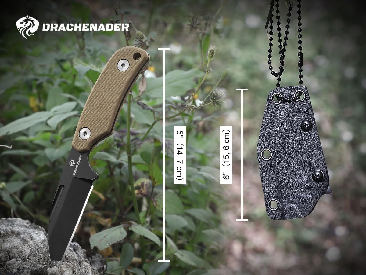 Small Neck knife with Sheath, Full Tang Fixed Blade Knife with D2 Steel Blade, G10 Handle, Ergonomic Design for EDC, Camping, Hiking, and Survival - Image 7