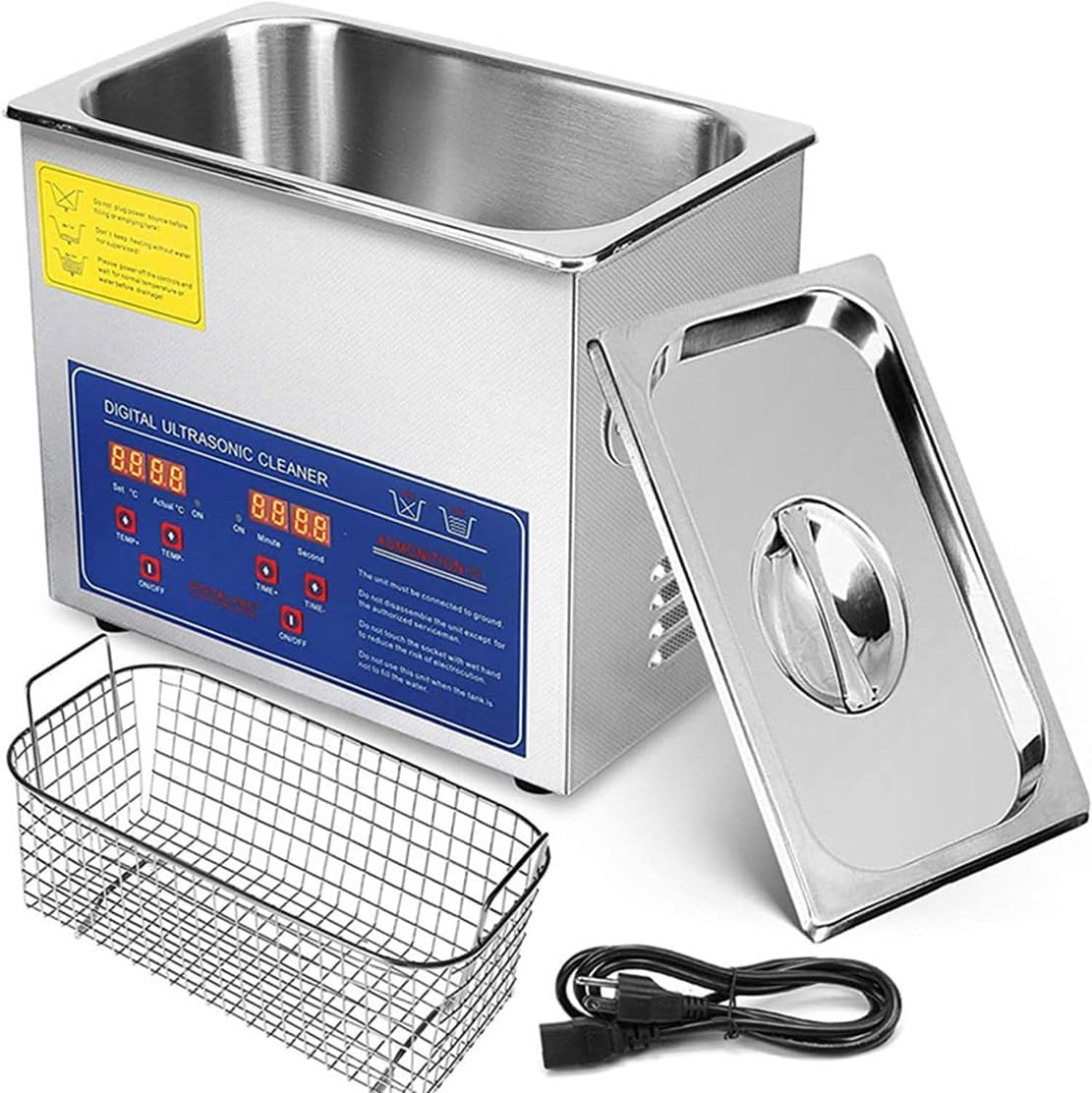Limpiador ultrasónico de discos de vinilo de 6 litros, con control de botón de temporizador de calentamiento, temperatura ajustable/acero inoxidable 304, para discos de 7 pulgadas/12 pulgadas