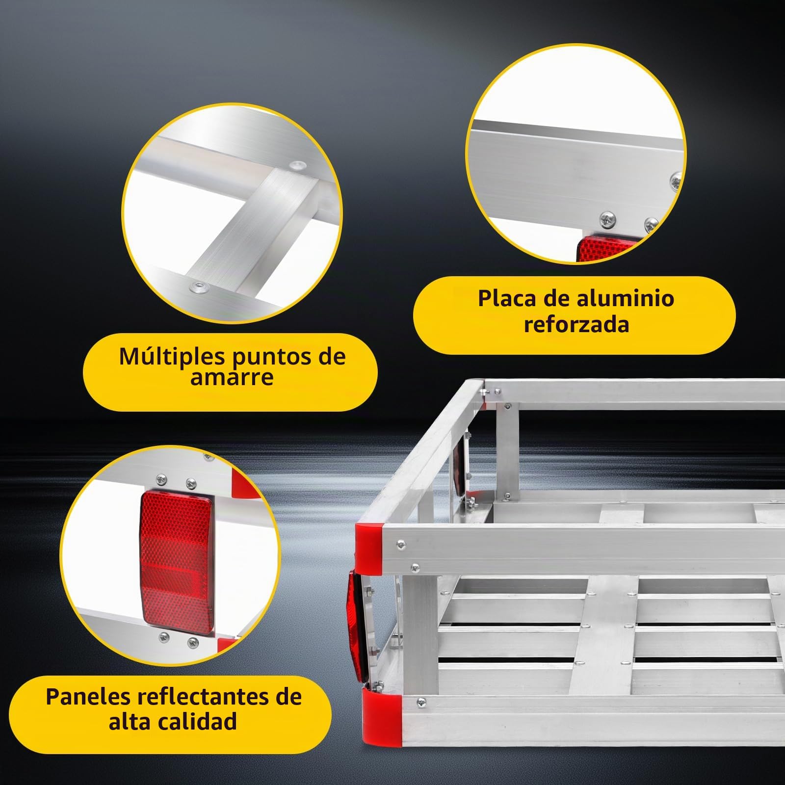 MaxxHaul 50881 - Transportador de Carga de Aluminio con Tensor de Enganche, Soporte de Enganche de Remolque para caravanas, Camiones, SUV, Furgonetas, automóviles con Receptor de Enganche de 2
