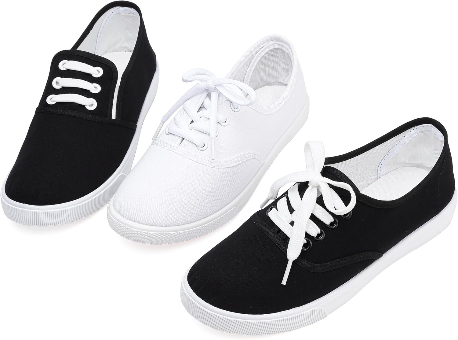 Womens White Canvas Sneakers Lightweight Lace Up Fashion Comfortable Canvas Shoes Low Top Slip On Casual Tennis Walking Shoes Women Footwear - Image 7