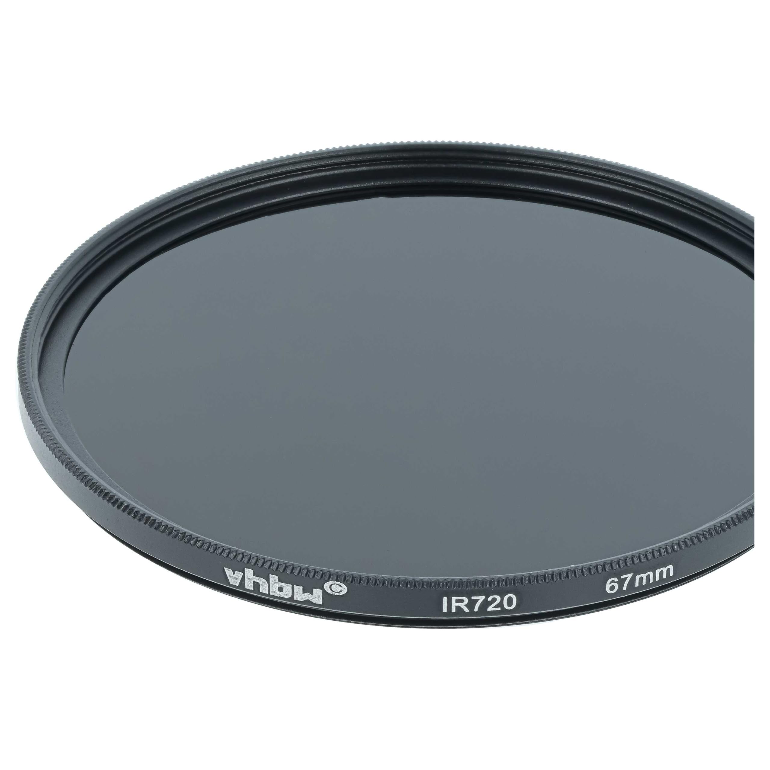 vhbw Universal Infrarot Filter 720nm für kompatibel mit Kamera Objektiven mit 67mm Filtergewinde - Zirkularer IR-Filter, Schwarz
