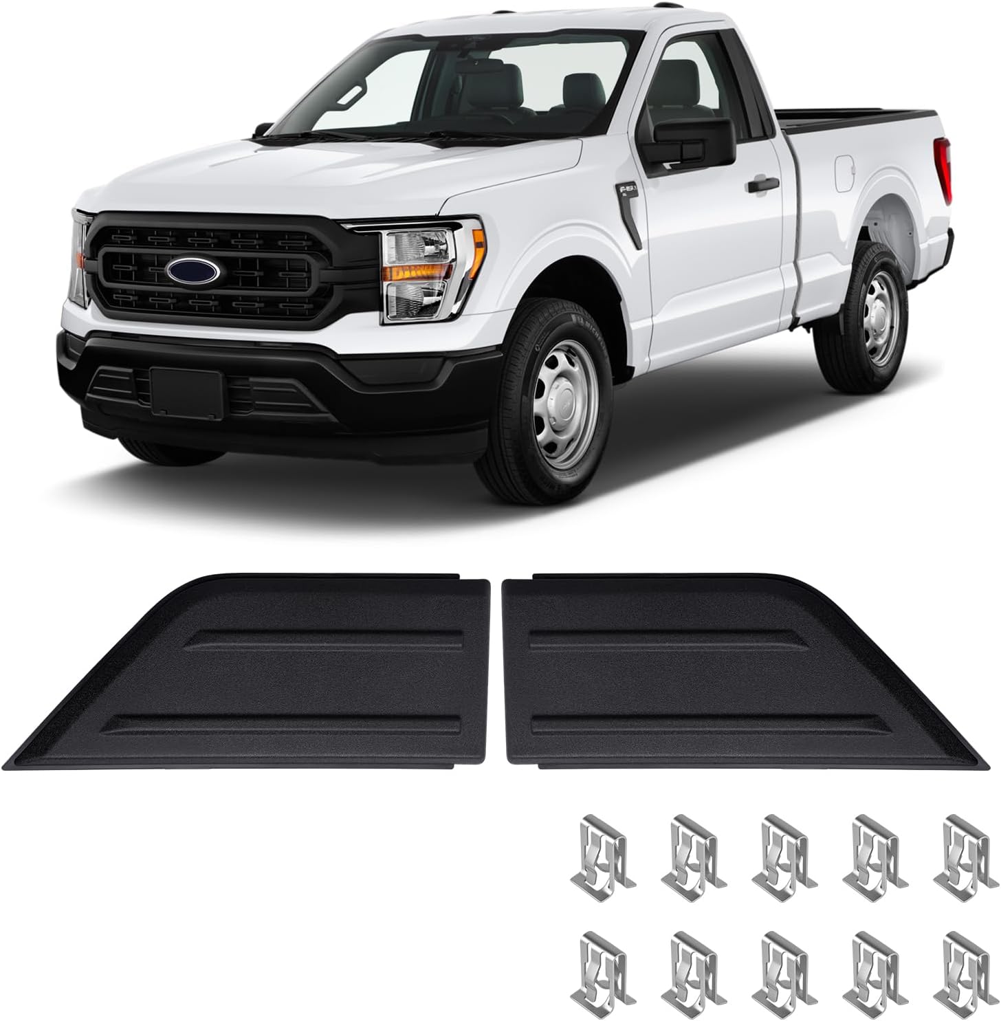 2Pcs Front Bumper Cover Trim for 2021-2023 F-150, Front Bumper Pad, Left&Right Side Insert Caps Trim Protection Exterior Automotive Accessories (Not for Harley Edition or Raptor) Replacement