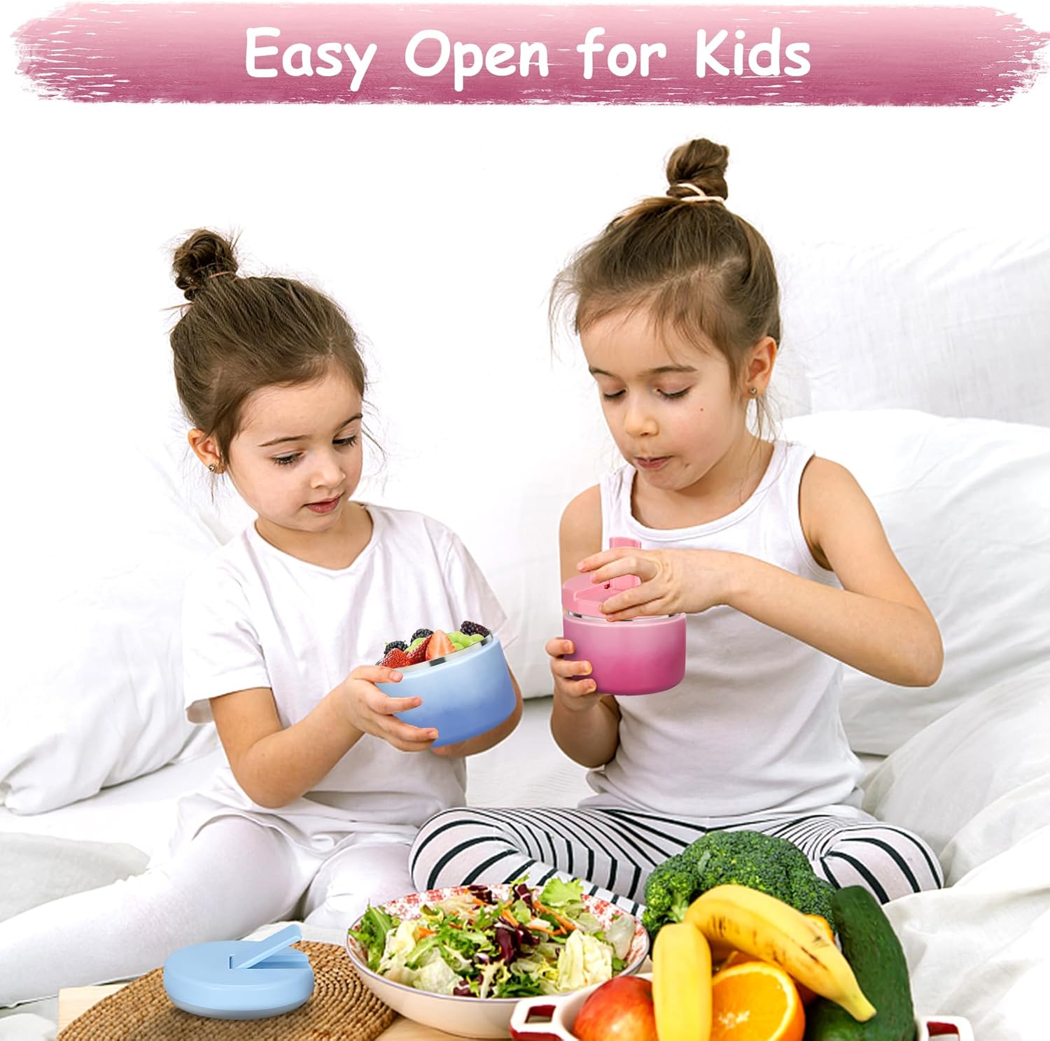 12oz Insulated Vacuum Food Jar with Buckle Lid Wide Mouth Soup Thermo for Hot Food Kids Leakproof Stainless Steel Lunch Container (Gradient Pink, 12OZ) - Image 7