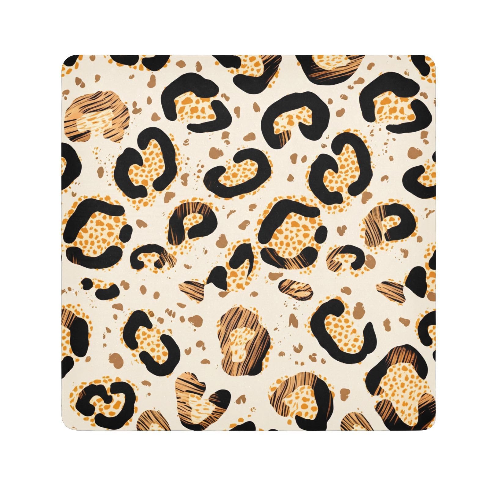 ODAWA Leopard Self-Adhesive Cloths 17.7X17.7 Inch Magic Flexible Folding Self-Stick Makeup Bag Lightweight Foldable Wrapper for Camera Accessories