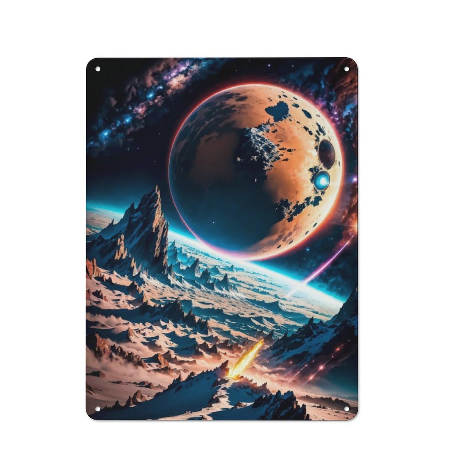 Junmoney The Red Planet Tin Wall Plaque 40X30cm With For Workshop Wall, Suited To Workshop Decor Fans, For Retro Home Interiors