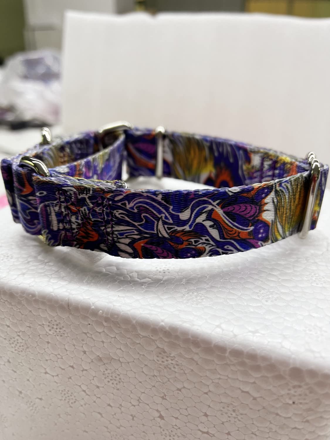 Dazzber God Beast Flame Series Martingale Dog Collar Silky Soft with Unique Dazzle Cool Patterns for Medium and Large Dogs (Medium, Purple)