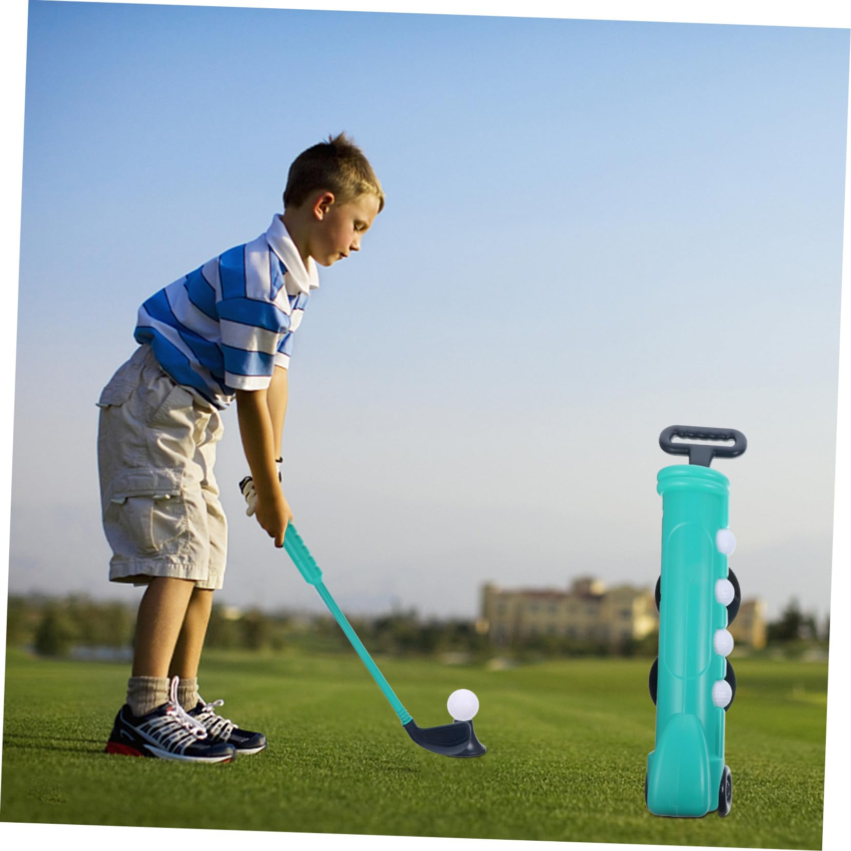 Set Golf per Bambini Blu in Plastica, Gioco Outdoor Sportivo | Esercizio e Coordinazione Occhio-mano, per Bambini e Ragazzi, per Attività All'aperto