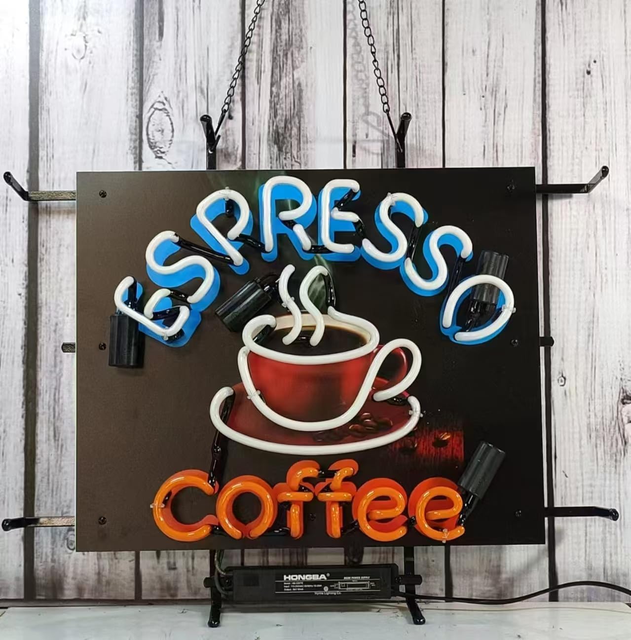 Neon Signs Beer Bar Bedroom Light Espresso Coffee Cup Sign Glass Neon Signs for Office Hotel Pub Cafe Man Cave Neon Light Art Wall Lights 24 X 20 Inches