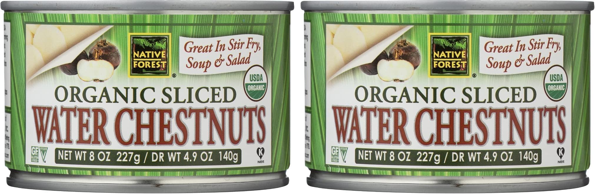 Water chestnut Sliced, 8 oz (Pack of 2)