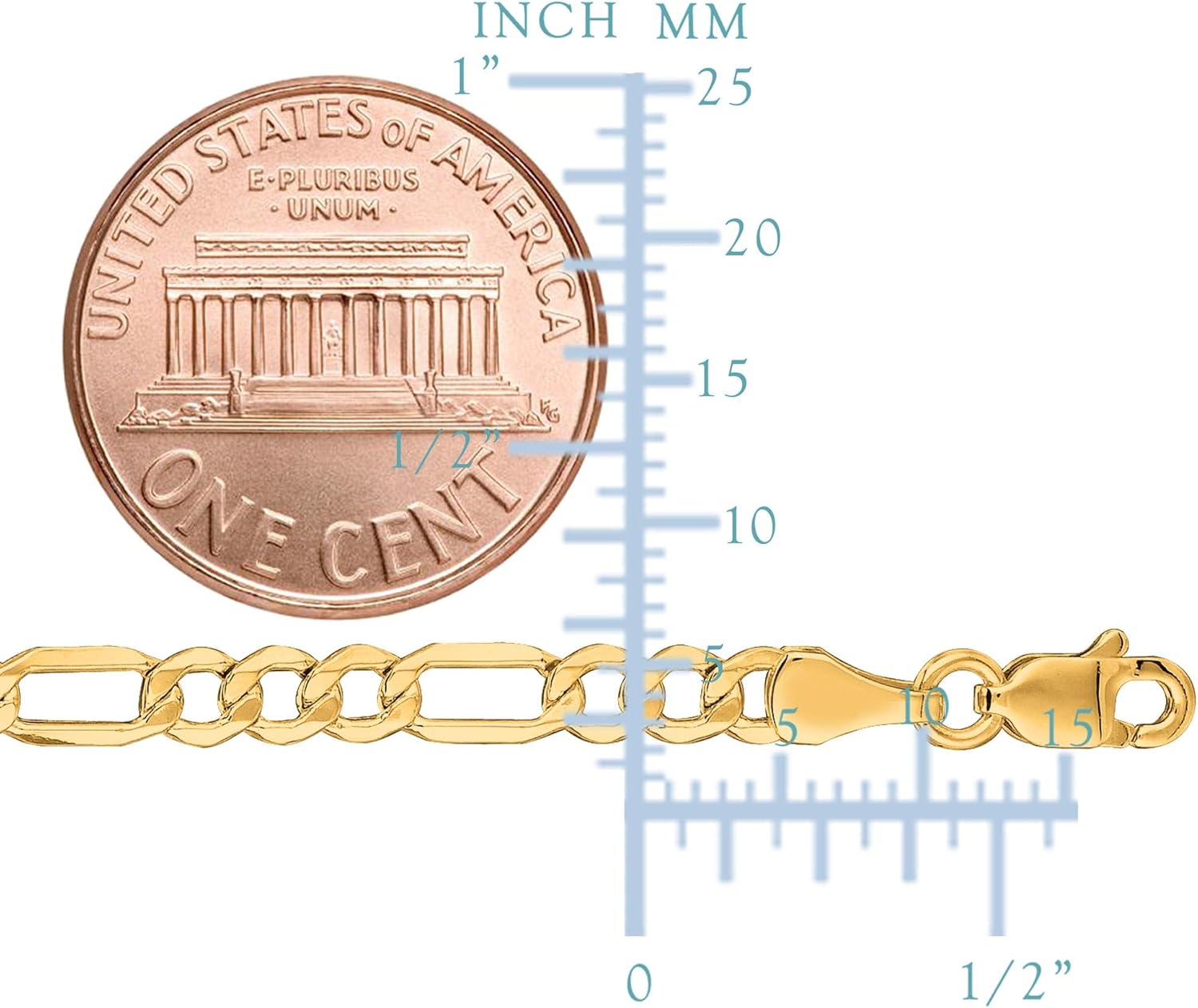 Jewelry Affairs 14k Yellow Gold Hollow Figaro Chain Necklace, 3.5mm - Image 3